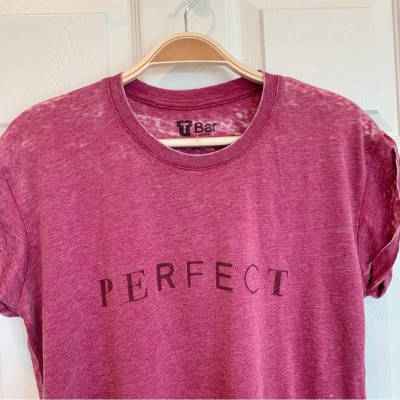 Magenta “ Perfect “ Burnout Cotton Blend Short Sleeve Graphic Tee​ - Picture 3 of 5